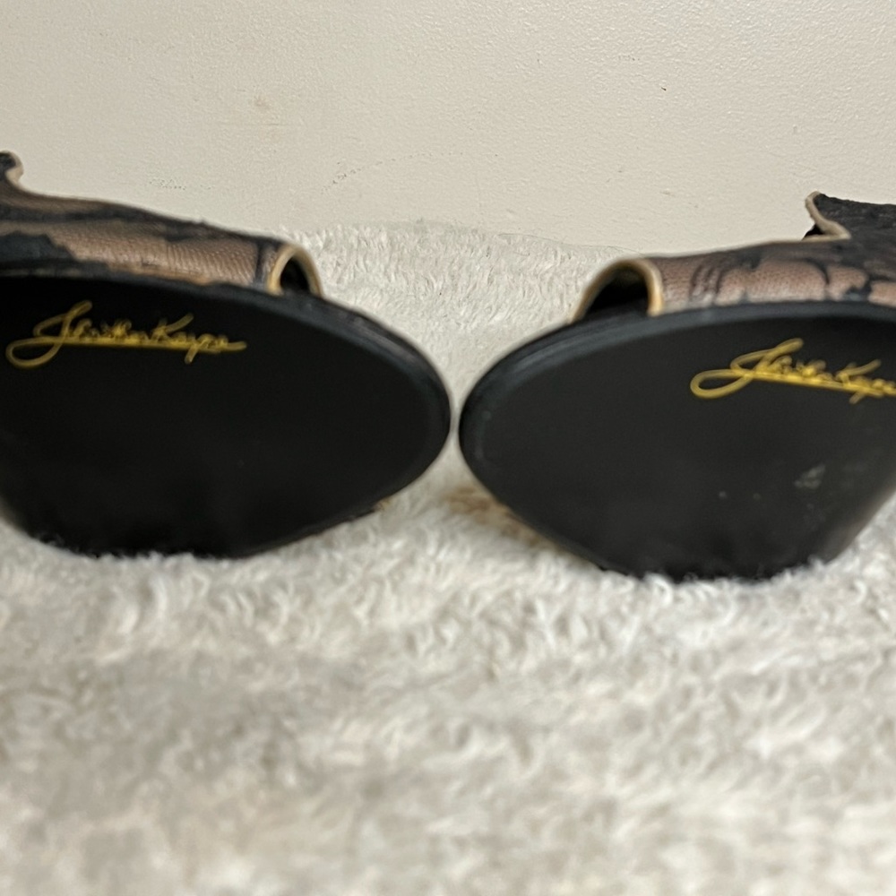 NIB Jonathan Kayne high heels size 8 black over nude color peep toe NWT. - Picture 6 of 8